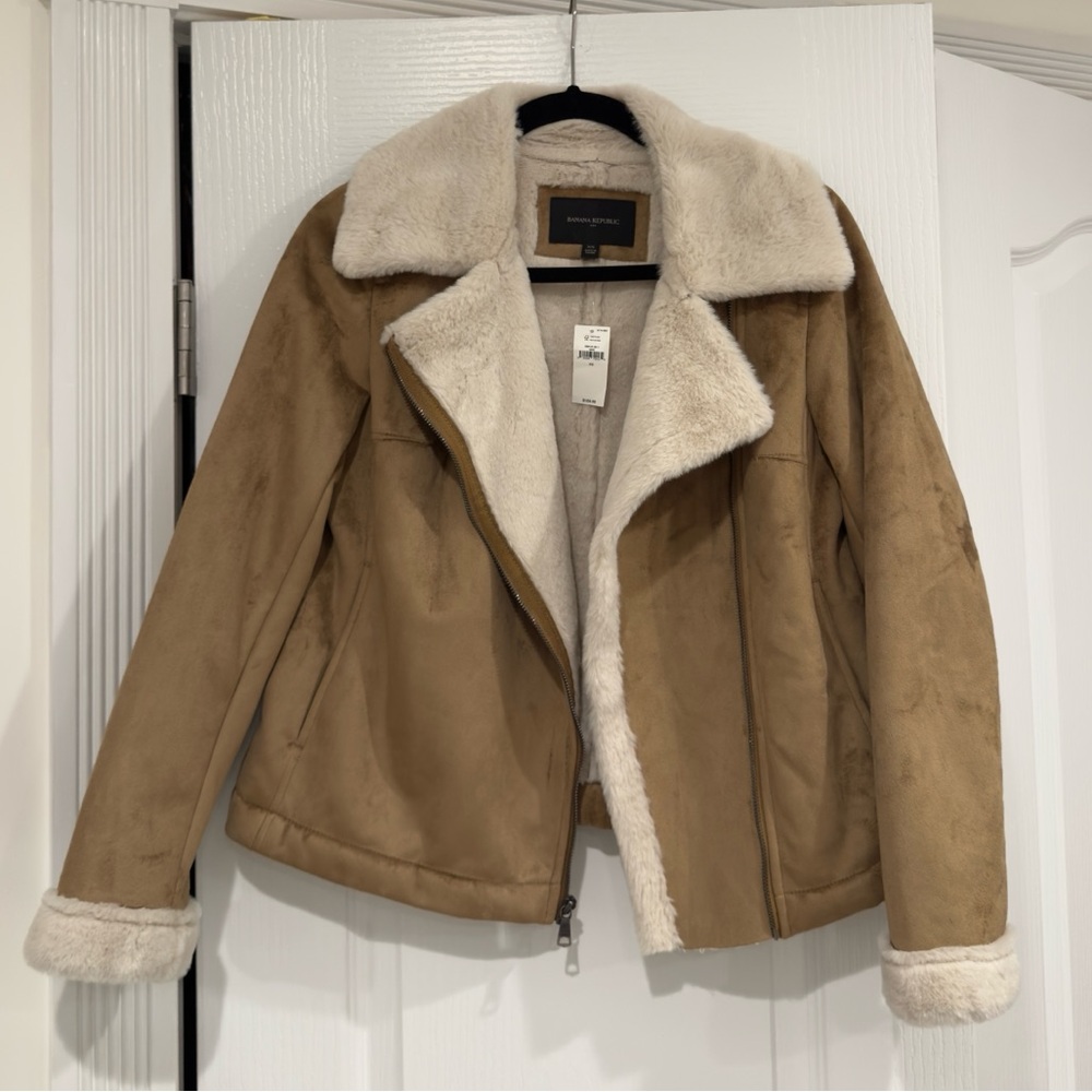 Banana Republic Faux-Fur Moto Jacket - WITH TAGS